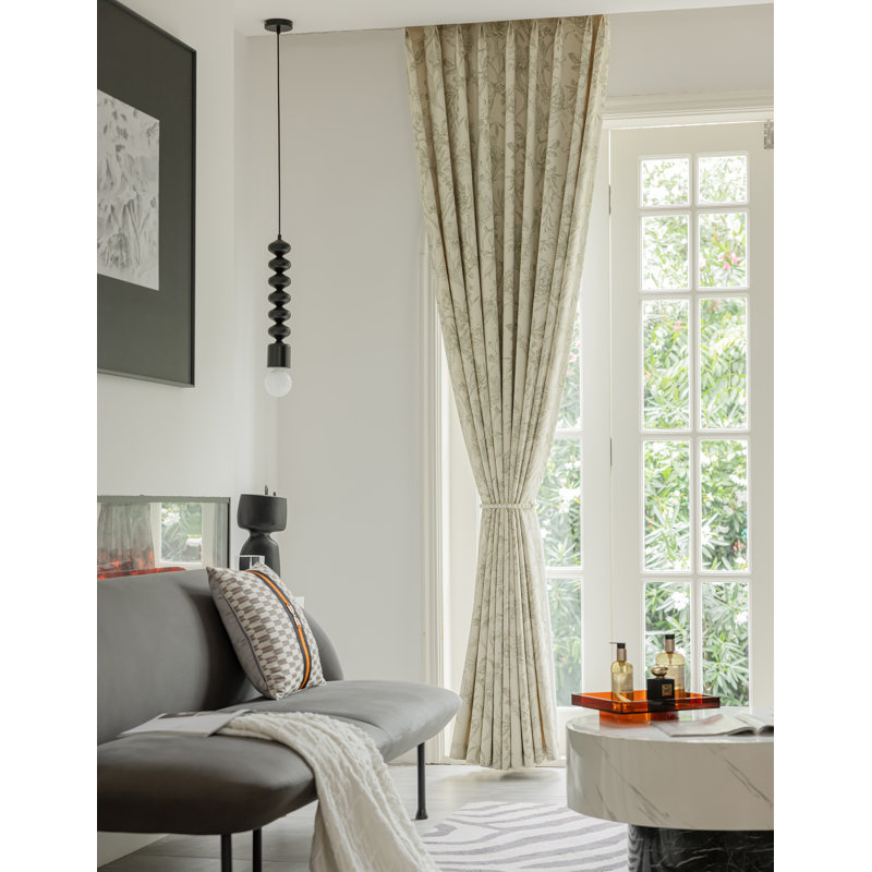 Ella Room Darkening Curtain Panel Pair, 50" W x 90" L, Warm Ivory/Light Sage with Taupe Tone