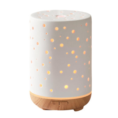 150ml Ceramic Essential Oil Diffuser, Ultrasonic Cool Mist Humidifier with 2 Mist Modes & Auto Off for Home/Office
