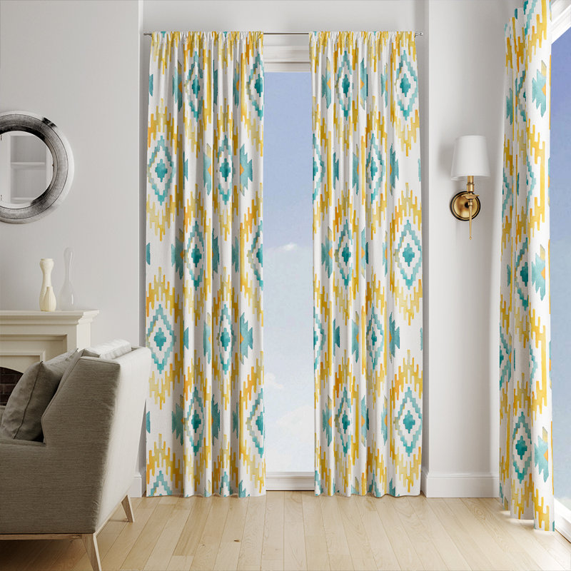 Panneaux de rideaux géométriques semi-transparents, L 40 po x L 61 po