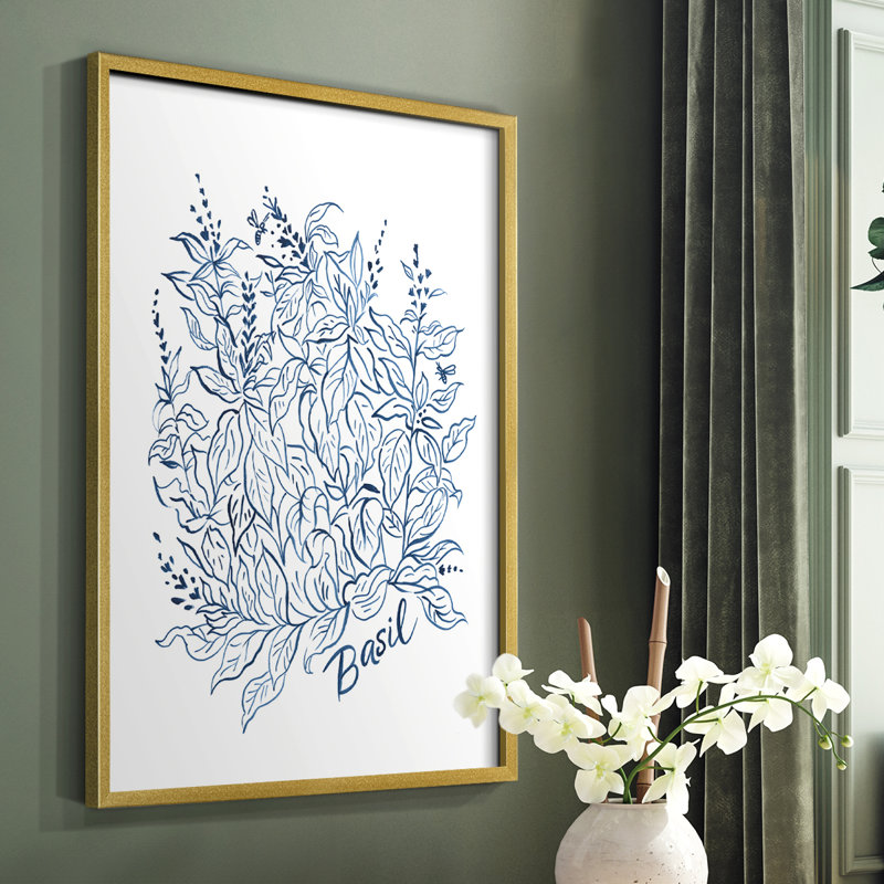 Summer Herb Garden Sketches I Framed Print - Solid Wood
