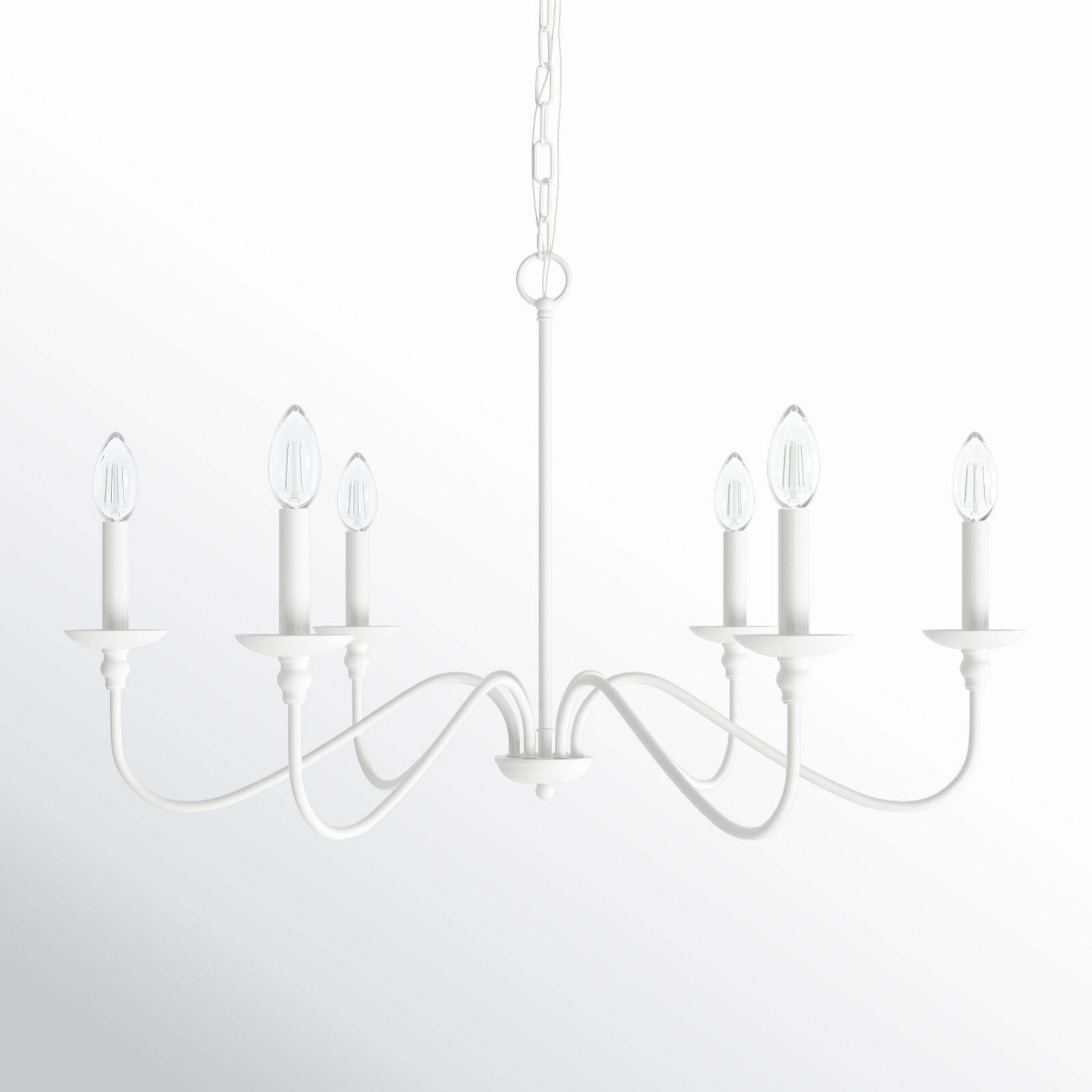 Ableton Iron 6-Light Chandelier, 18" H x 30" W x 30" D, White