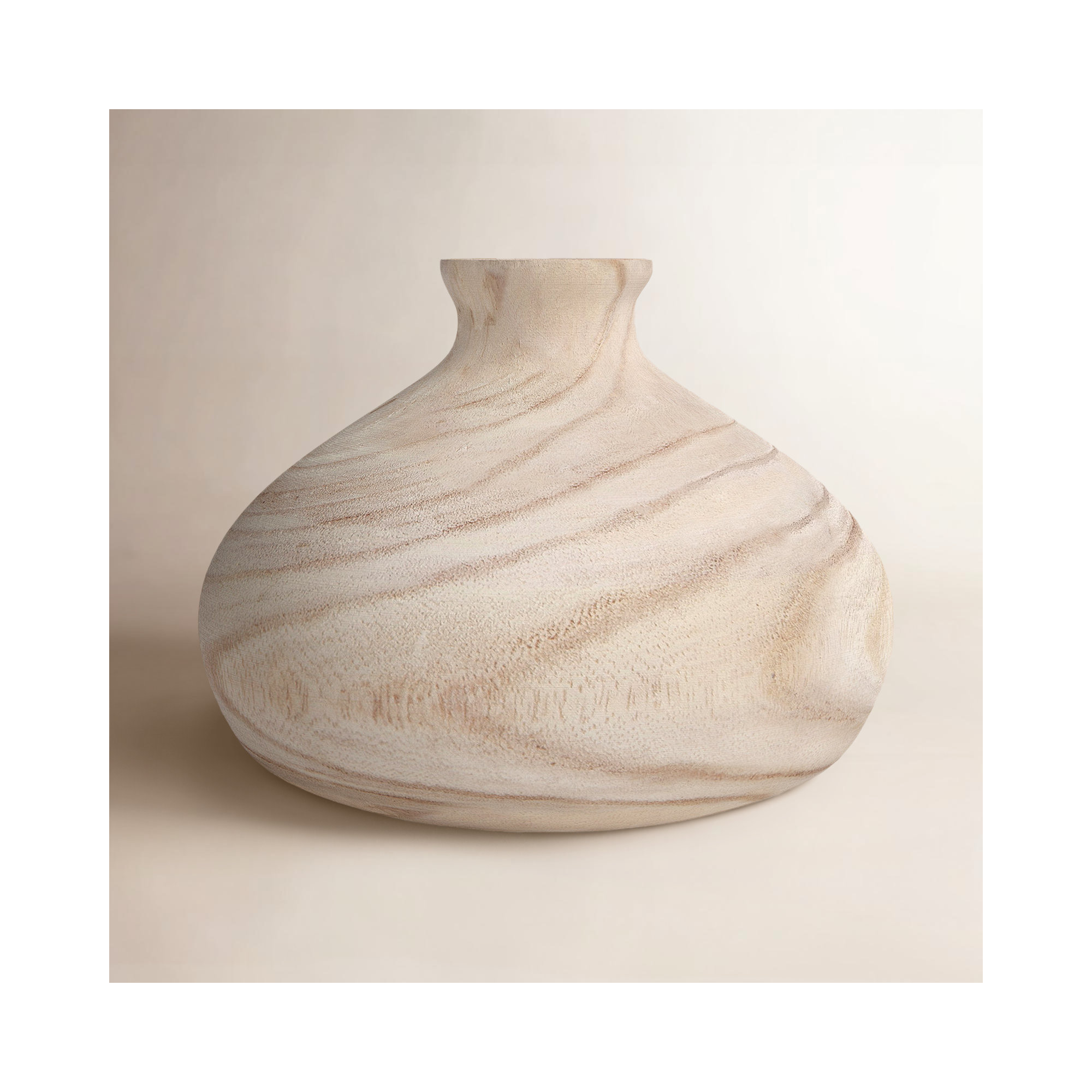Rodiguez 5.12'' Solid Wood Table Vase, Beige
