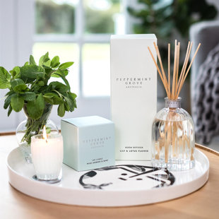 Plant / Floral Scented Jar Candle with Glass Holder