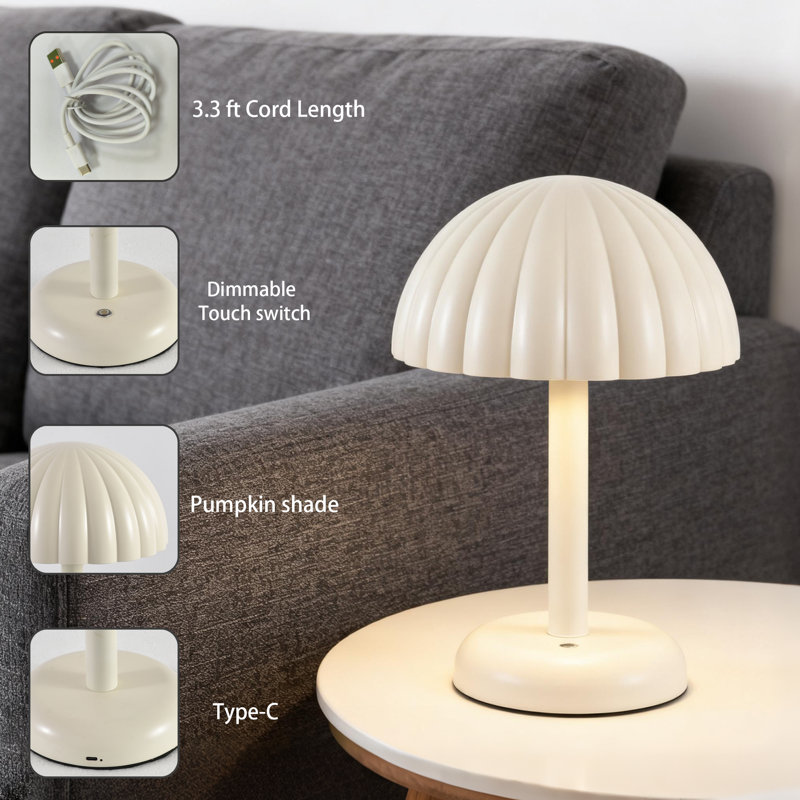 Interrupteur tactile de lampe de bureau beige à intensité variable de 12 po (lot de 2)