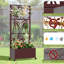  Boîte à fleurs mobile en métal avec treillis - motif de bambou, lit de jardin surélevé avec écran d'intimité et roues verrouillables, acier galvanisé antirouille pour patio, balcon et terrasse