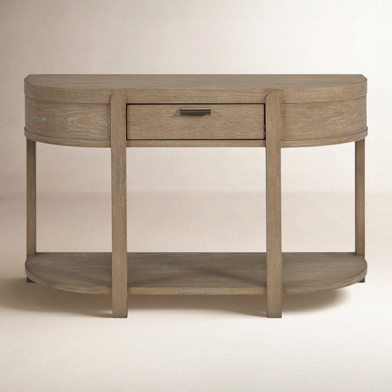 Antonio Curved 1-Drawer Console Table - Toffee, 30.25" H x 48.5" W x 21" D