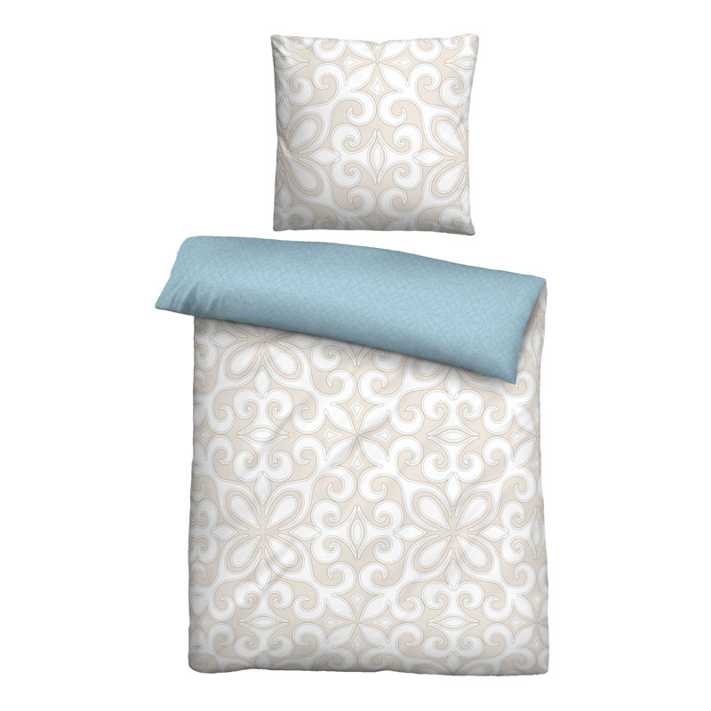 100% Cotton 57 TC Reversible 2 Piece Duvet Cover Set, 155 x 220 cm + 80 x 80 cm 