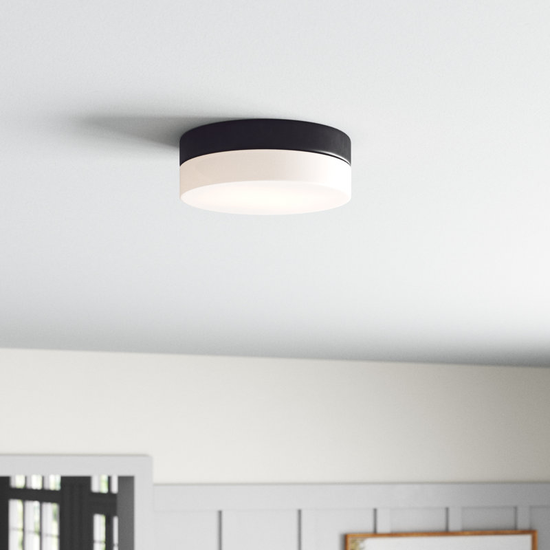 Valera Glass LED Flush Mount, Black, 3.18" H x 9.38" W x 9.38" D