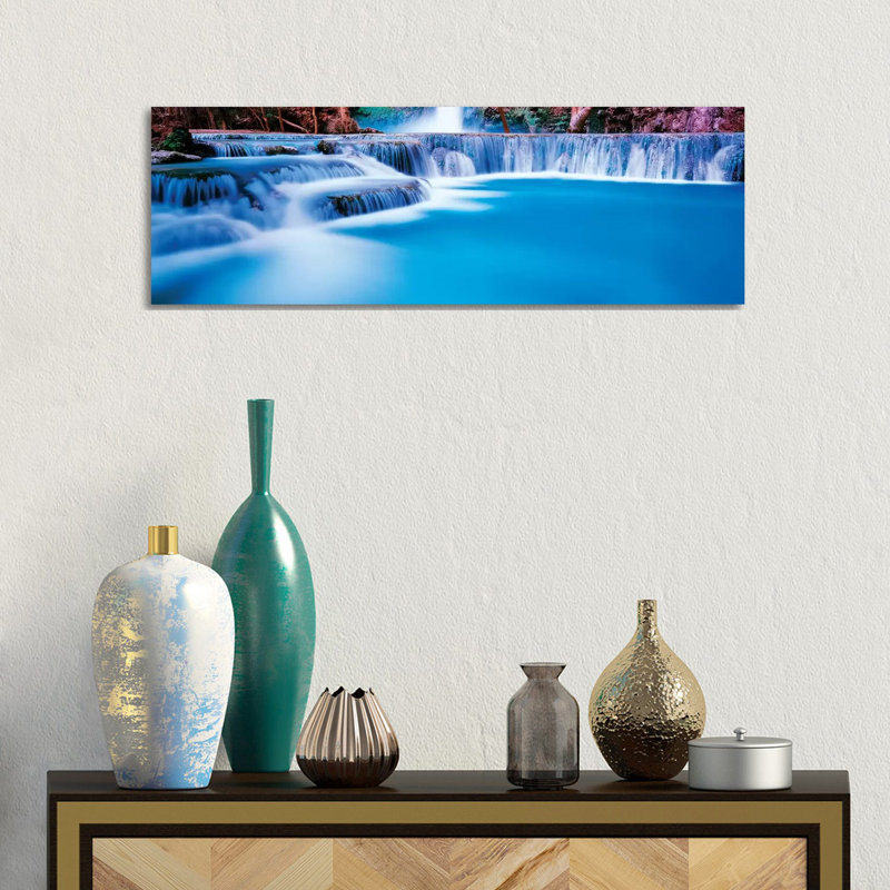 Waterfall In A Forest, Mooney Falls, Havasu Canyon, Havasupai Indian Reservation, Grand Canyon National Park, Arizona, USA - Wrapped Canvas Panoramic Print
