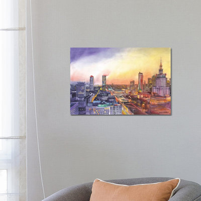 Sunset In Warsaw - Wrapped Canvas Print