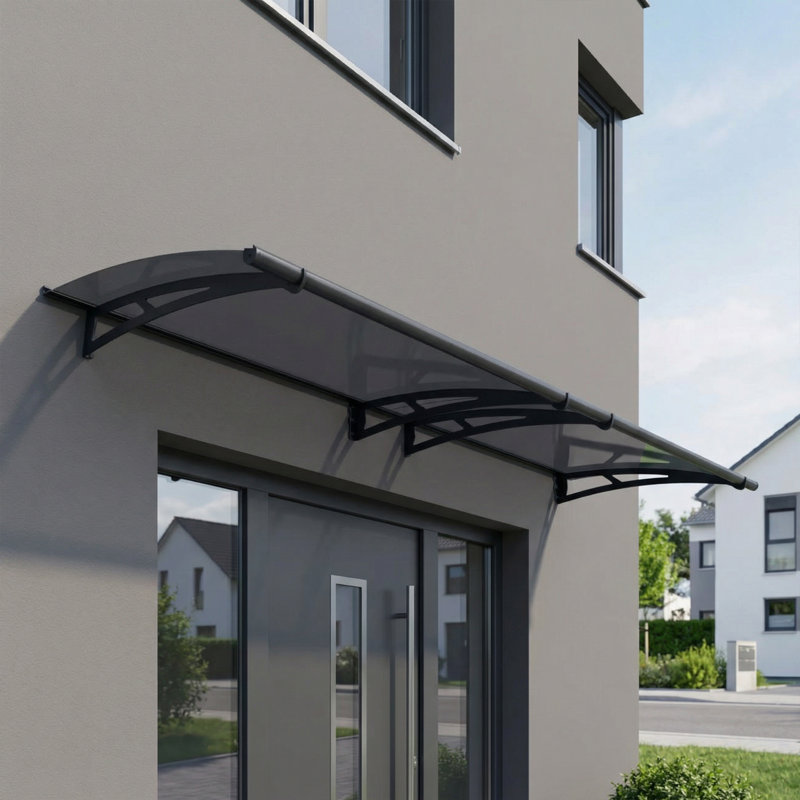 Palram - Canopia Aquila 10 ft. W x 3 ft. D Acrylic Galvanized Steel Convex Door Awning Gray/Solar Gray, Solar Gray