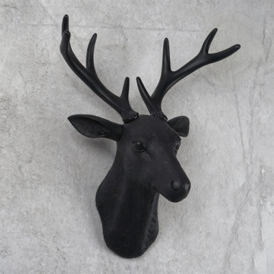 20 inch Large Wall Charmers Black Faux Deer Head Faux Taxidermy Animal Head Wall Decor - Handmade Farmhouse Decor - Rustic Wall Decor Deer Antlers