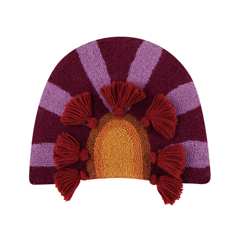 In Bloom Wool Hook Pillow with Tassels
