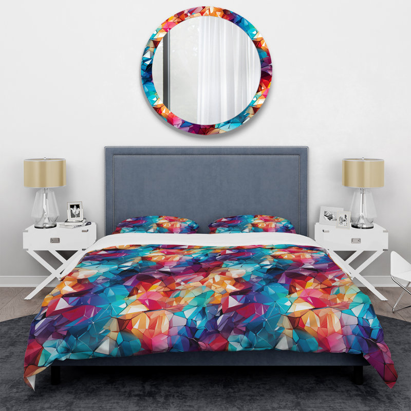 Popart Multicolor Prism Party - Ensemble de housse de couette géométrique, Housse de couette pour très grand lit et 2 très