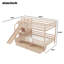 Lit superposé double au-dessus de double avec escalier de rangement, glissière et 2 tiroirs, noyer-1177020918