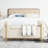 Upholstered Linen Storage Bench In Beige With Cylindrical Arms And Iron Leg Foundation For Living Room Bedroom Hallway Solid-791897495