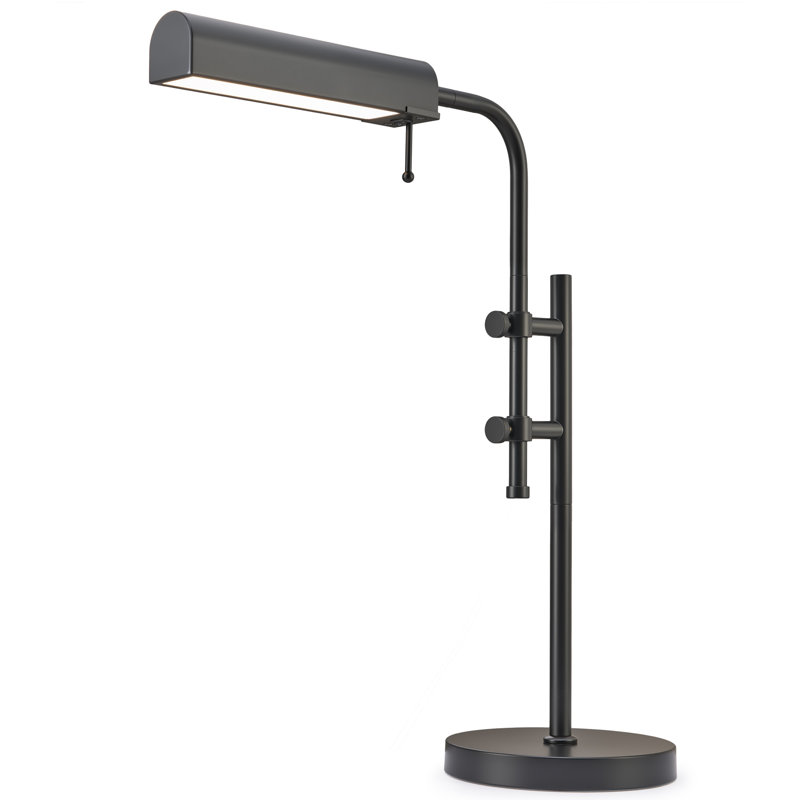 24.5" Adjustable Height Industrial 3CCT LED Reading Table Lamp in Black, Black