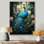 Zellie Teal Peacock - monochrome, art mural paon-151568057-143353823-192523265