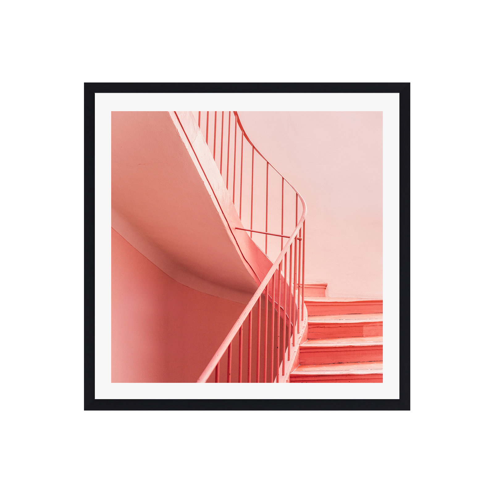 Pink Pastel Colored Stairs by Raisazwart, Black Single Picture Framed, Yes, 20" H x 20" W x 0.75" D