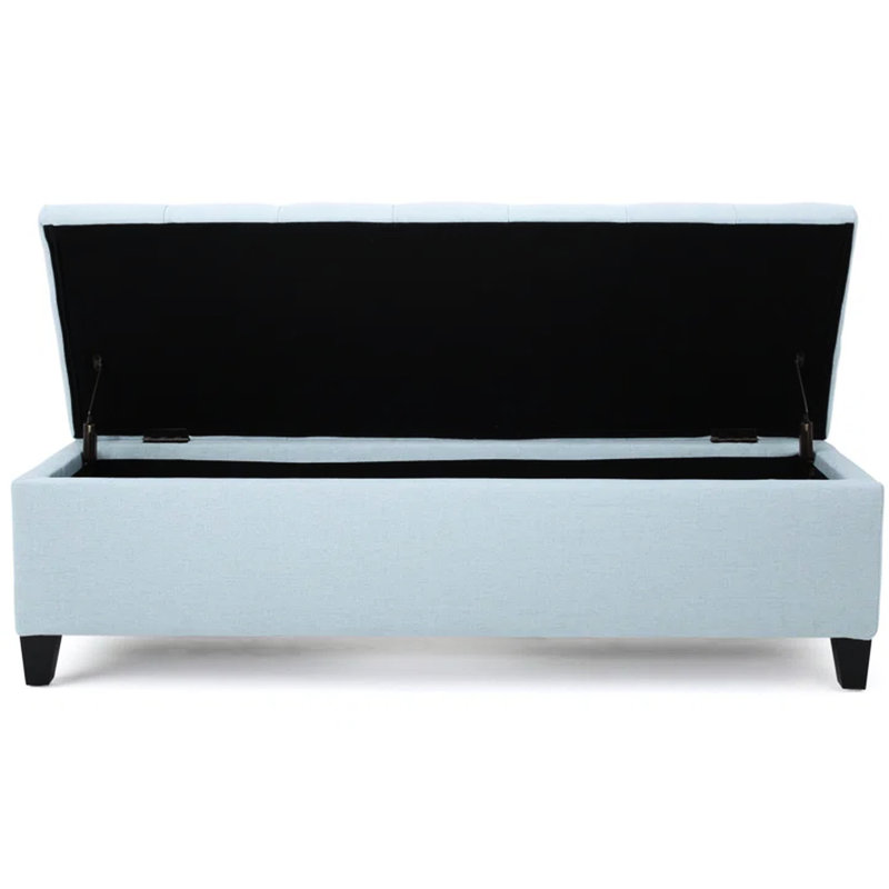 Blue Fabric Storage With Soft Hinges - Function And Style, 51"W X 17.5"D 17"H Contemporary Extra Fabric, For Living Areas