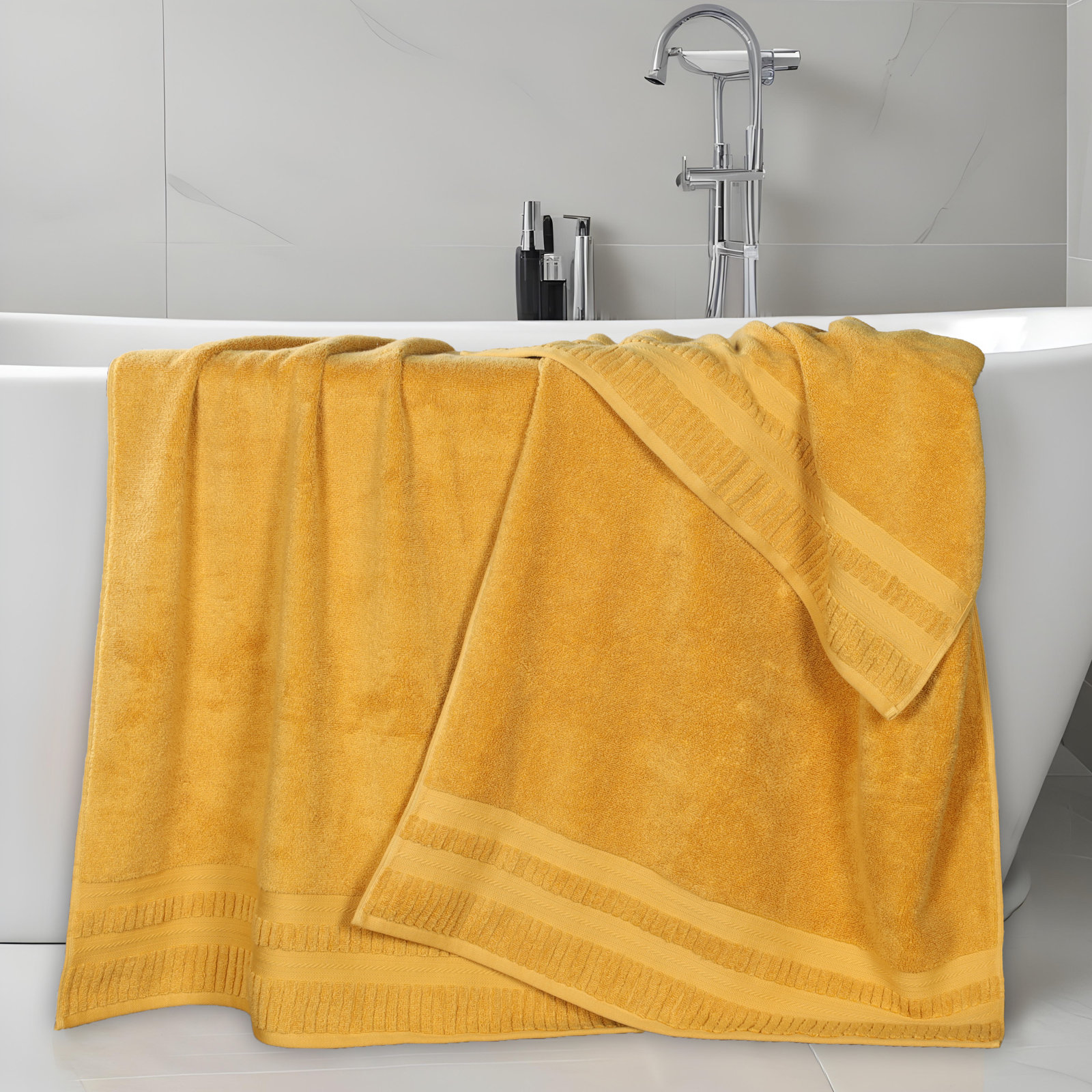 Zero-Twist Cotton Towel Set, Gold, Bath Sheets - 2 Pack