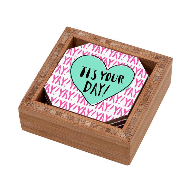 Wood 4 Piece Coaster Set