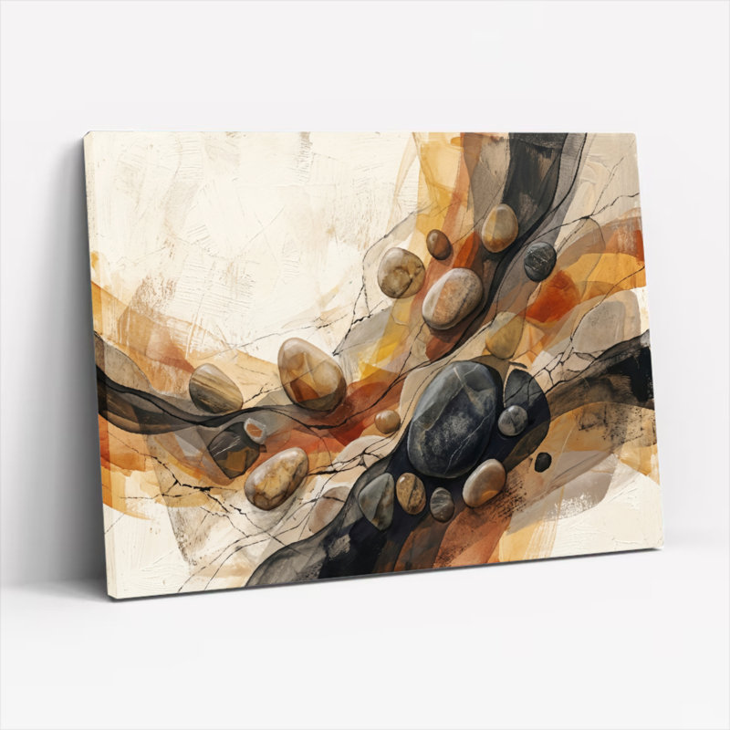 Ensemble de 1 tableau abstrait en toile représentant des pierres, 12"H x 18"W, Wrapped Canvas