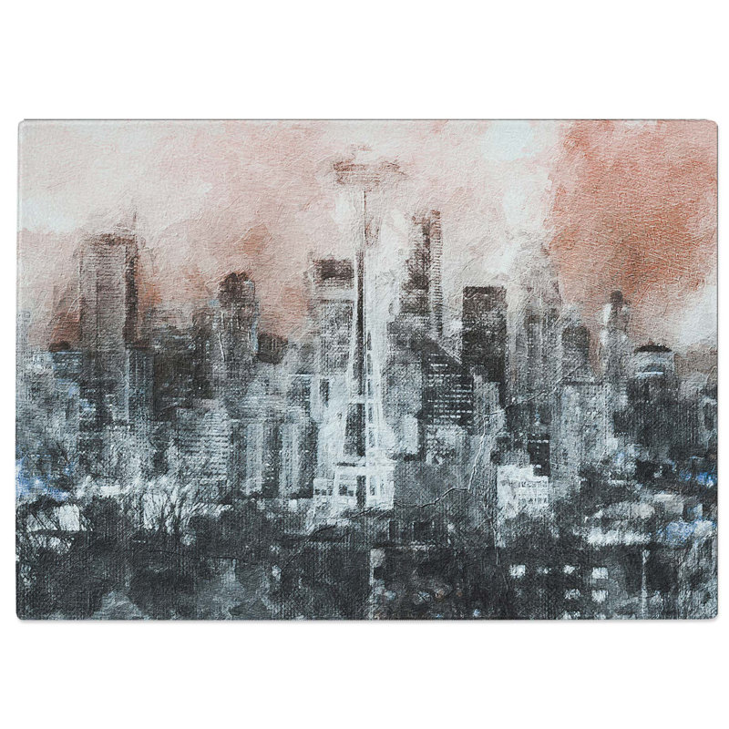 Tempered Glass Seattle Washington Skyline Chopping Board, 28.5 cm W x 20 cm L