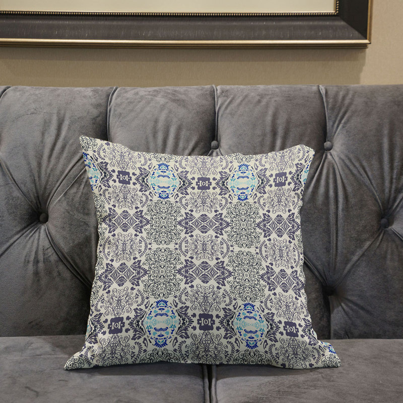 Housse et insert de coussin carré en polyester intérieur / extérieur, 26 po x 26 po, Blanc cassé/gris