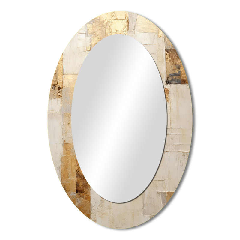 Beige Dream Collage I - Beige Oval Wall Mirror Decor, 36" x 24"