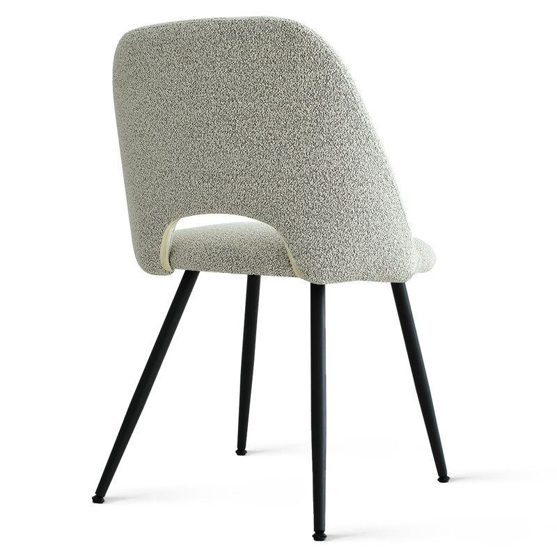 Chaise rembourrée en tissu à dossier ouvert Benjamin, Boucle gris