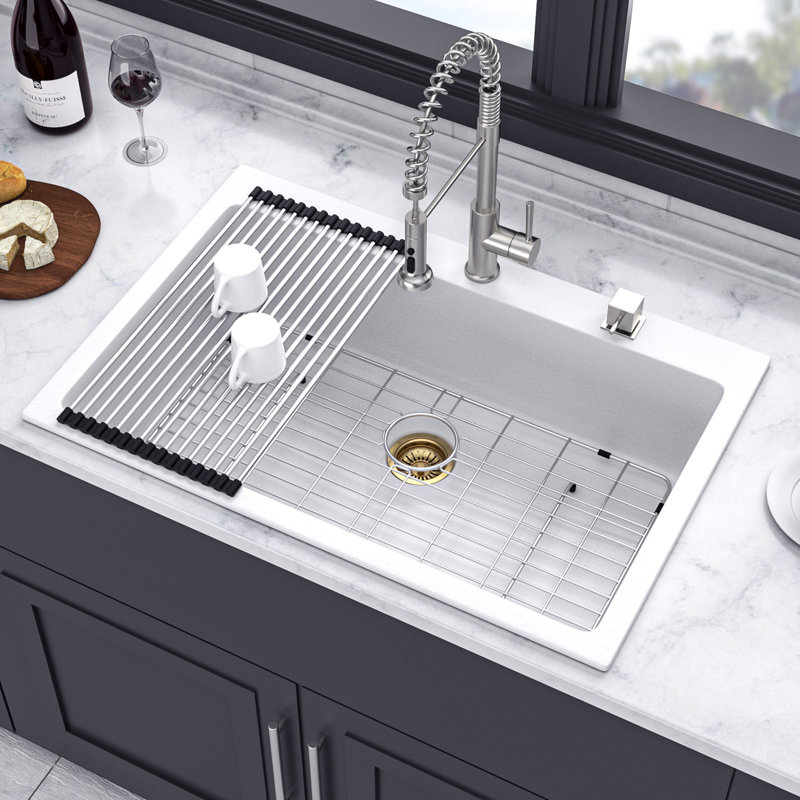 33" x 22" Drop-in Single Bowl Quartz/Granite Composite Kitchen Sink