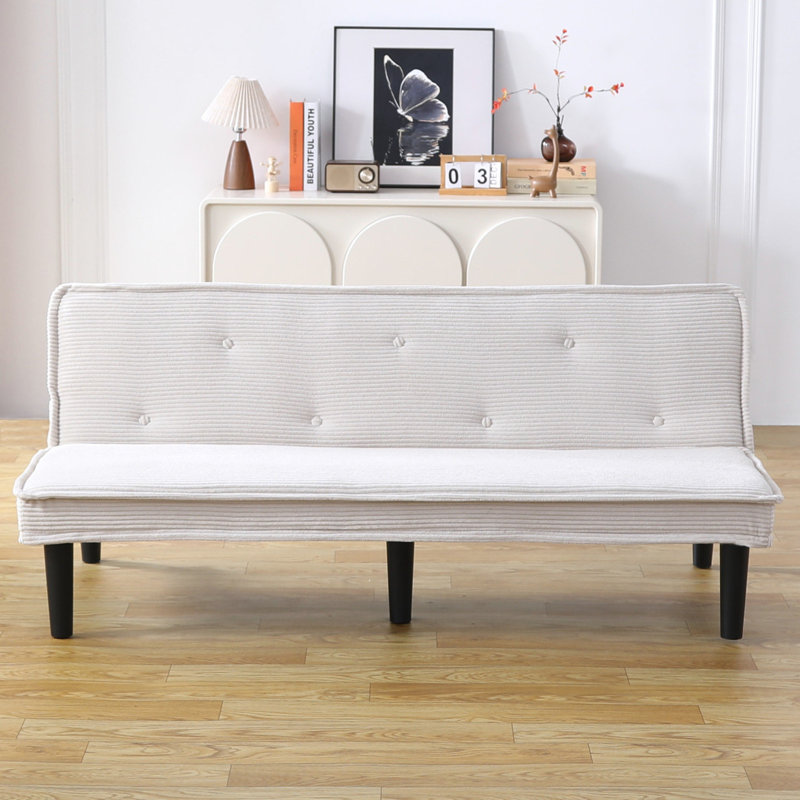 65" Armless Convertible Sofa, Beige