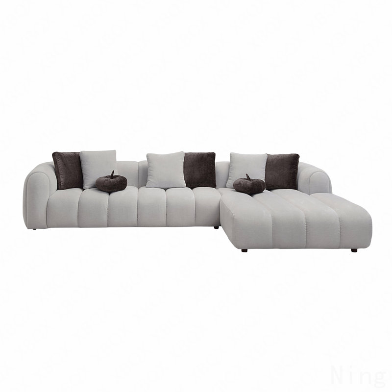 Canapé modulaire en lin blanc ivoire Manilla avec 8 coussins
