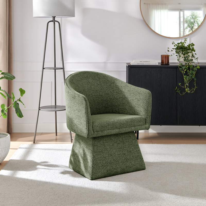 Veronica Contemporary Upholstered Accent Armchair - Bold Sculptural Curved Tub Back, Green