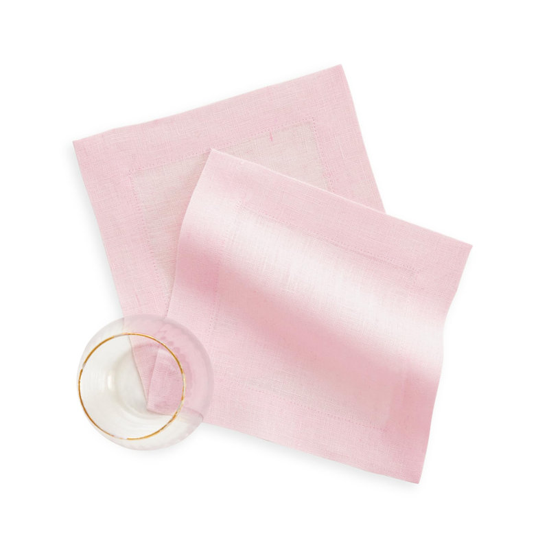 Dru - Cotton Linen Plain Cocktail Napkins, Soft Pink