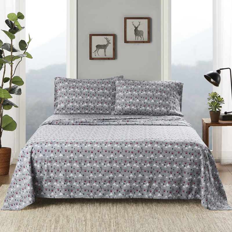 100% flanelle de coton 4 pièces pour lit double à carreaux double / double 12 po / très grand / très grand 14 po avec articles lavables à la machine