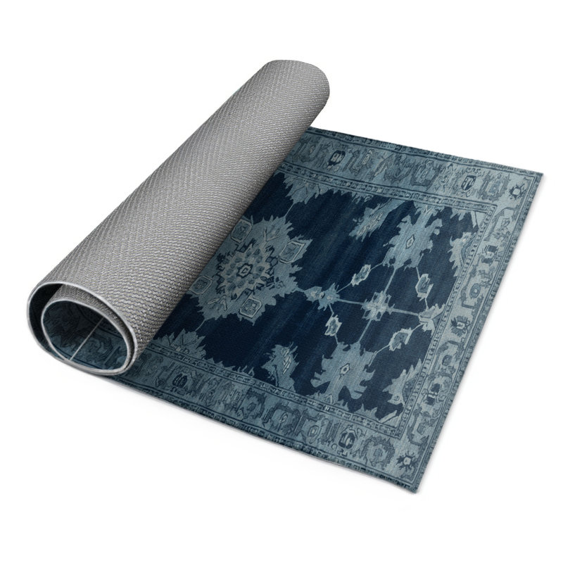Overdyed Blue Indoor and Outdoor Area Rug, Rectangle 2' x 3'