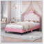 Lit princesse en cuir synthétique avec tête de lit Lovely Crown-1736493040