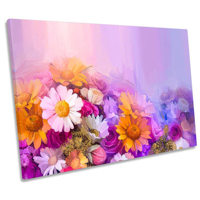 Flowers Floral Purple Repro - Wrapped Canvas Print