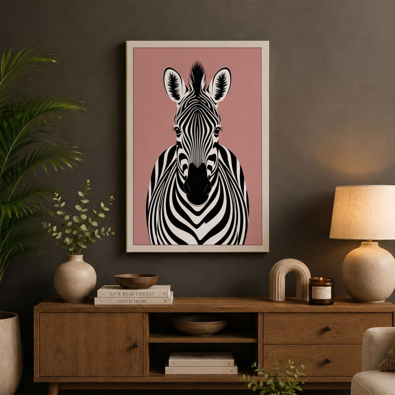Striped Portrait Modern - Print, 30x20 - 76.2 x 50.8 cm, Taupe Border