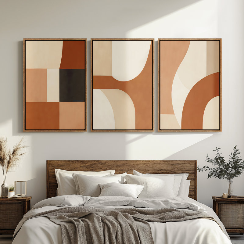 Framed Canvas wall Art, Vintage Abstract Wall pirnts for Bedroom, Natural, 36" H x 24" W