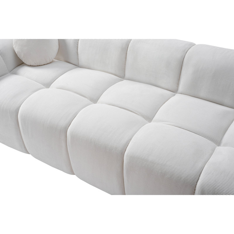 Très grand canapé à compression 98,4 po, canapé en velours côtelé nuage pour le salon, canapé rembourré 4 places avec 2 coussins, emballé sous vide et facile à déplacer pour les petits espaces, appartement, studio