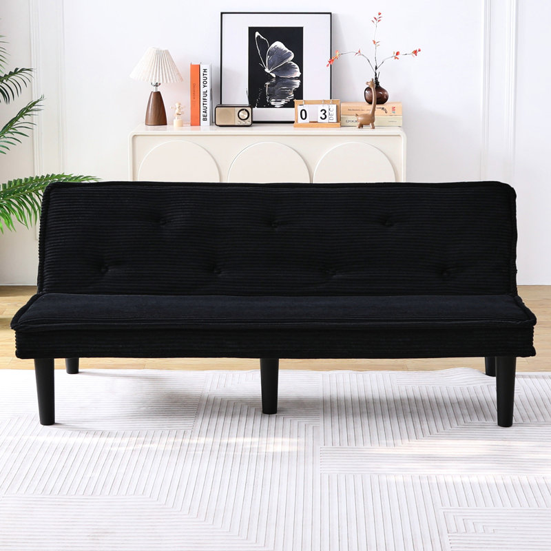 65" Armless Convertible Sofa Bed, Black