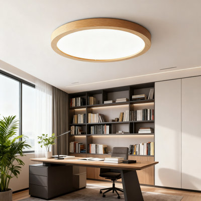 Ultra-Thin LED Ceiling Light Fixture Handcrafted Natural Wood Wabi-Sabi Style Slim 2.5Cm Profile 37W Adjustable Color Temperature Modern Minimalist Lamp For Bedroom Kitchen Hallway