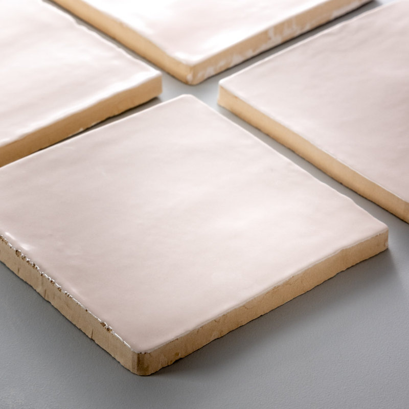 Zellige 4" x 4" Ceramic Subway Tile, Pink/Rose