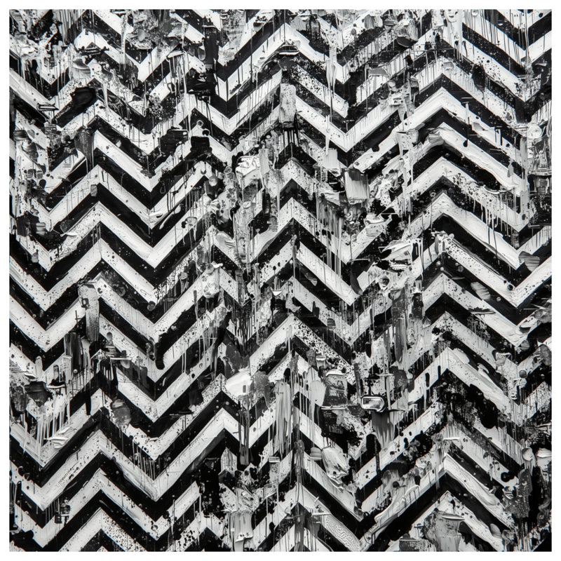 Édredon noir et blanc à motif de chevrons, Grand lit
