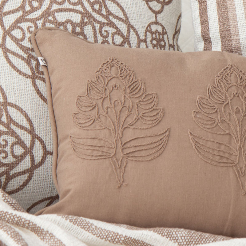  Cotton Blend Lumbar Rectangular Pillow Cover, Brown