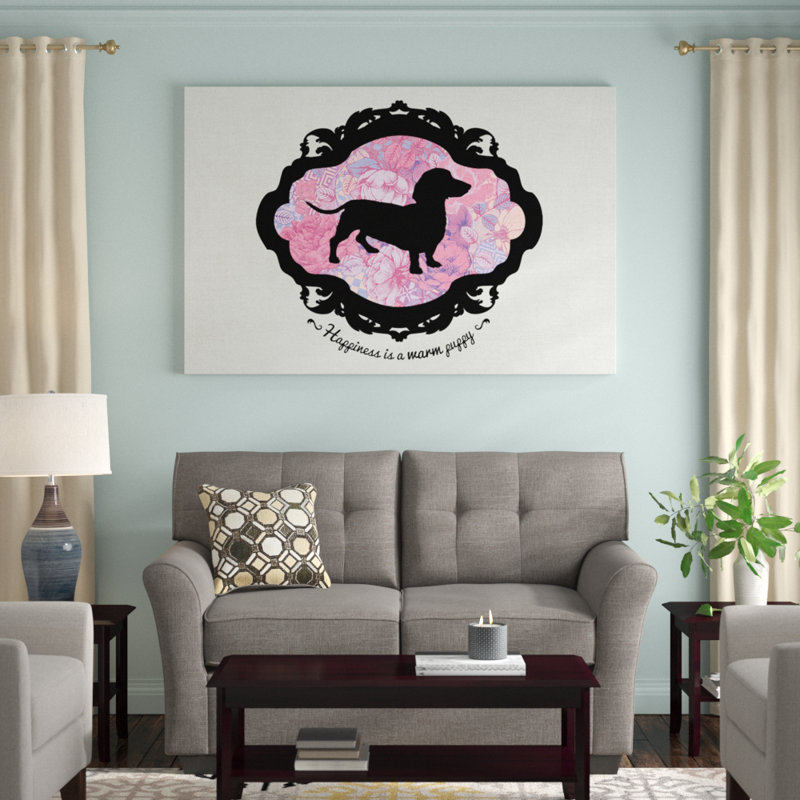 «Basset Hound I» par 5collectif, impression sur toile tendue, H 18 po x l 26 po x P 1,5 po, Toile encadrée noire