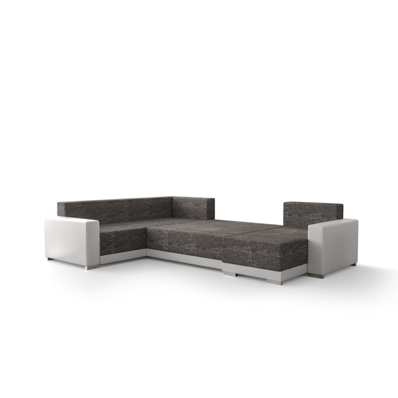Berl 5 Seater Corner Sofa , Black/Dark gray - Sawana14/Sawana05, Left -sided